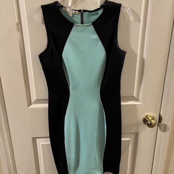 Boston Proper Women's Black/Teal Scuba Dress Size:10 - Picture 2 of 8